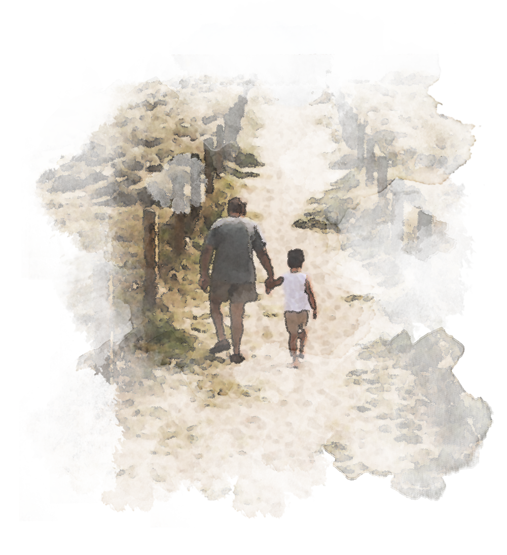 Schweiz. Verband der Bestattungsdienste A man and a child walking down a path.